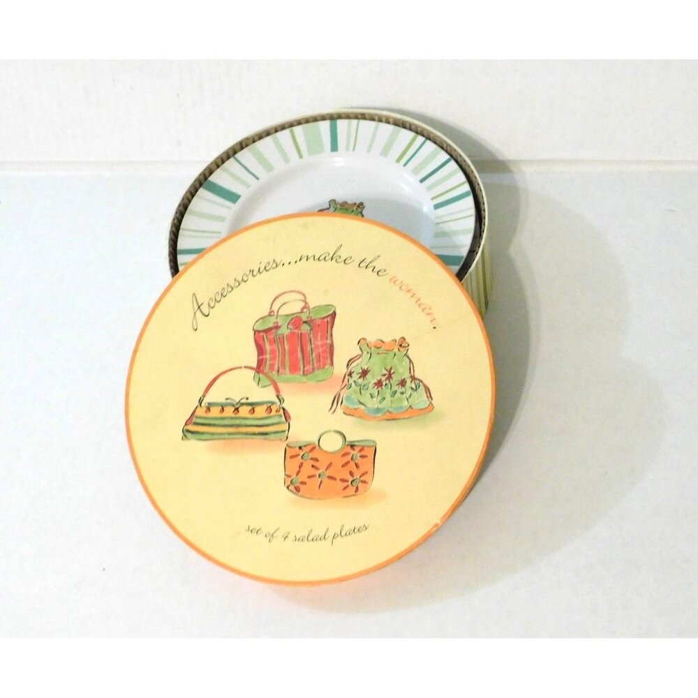 Rosanna Purse Theme Salad Appetizer Plates Set of 4 Boxed 8 Inch
